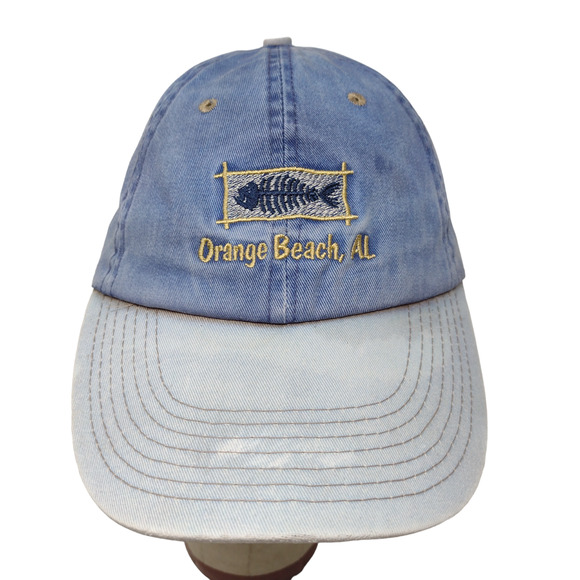 Orange Beach Alabama Mens Strapback Hat Blue Adjustable Embroidered Logo - Picture 1 of 11